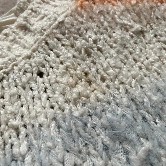 Anthropologie Meadow Rue Kennedy Fuzzy Knit Stripe Back Bow Sweater sz M Orange - Picture 4 of 11